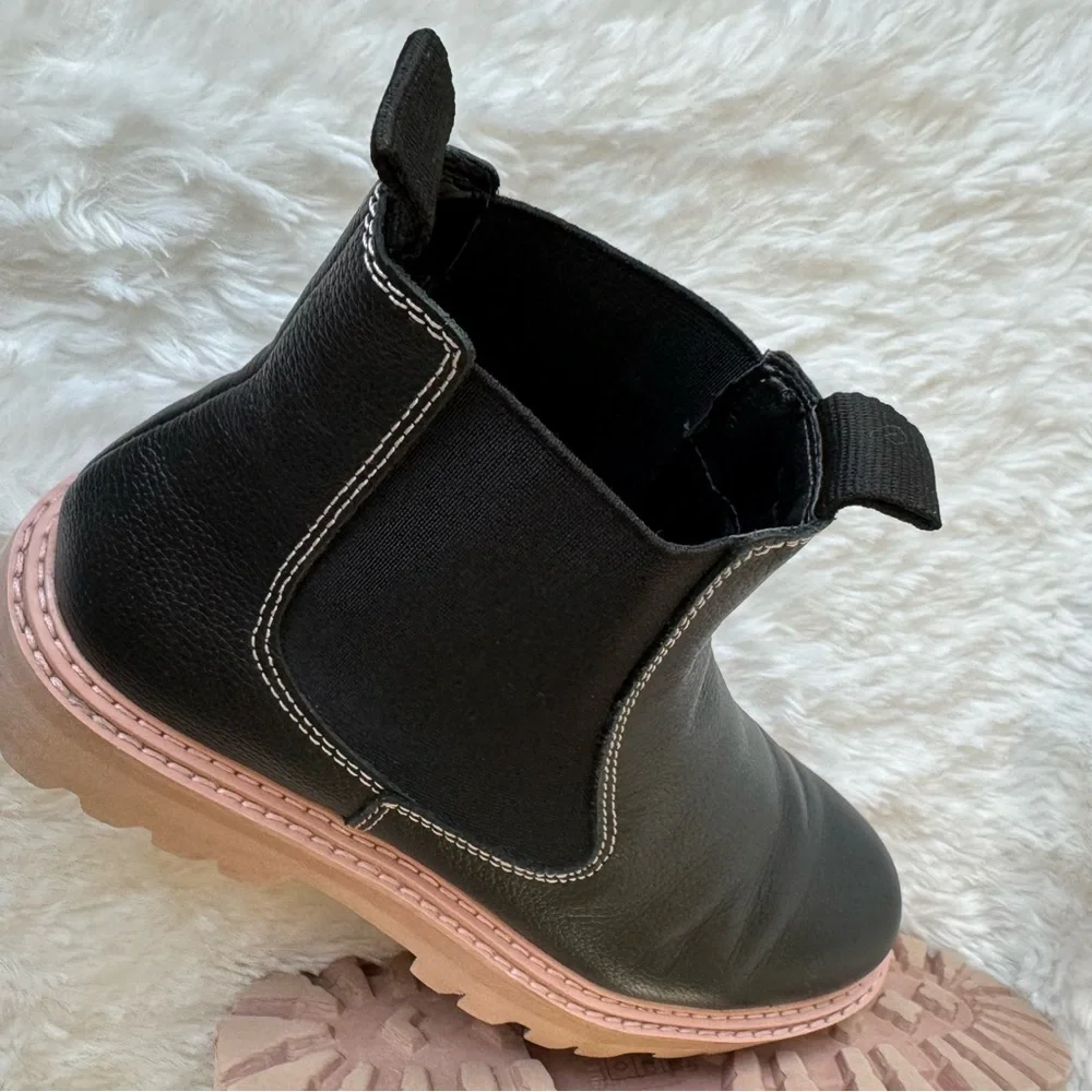 Dolce Vita Moana H20 Black Pink Leather Chelsea Waterproof Boot 7M